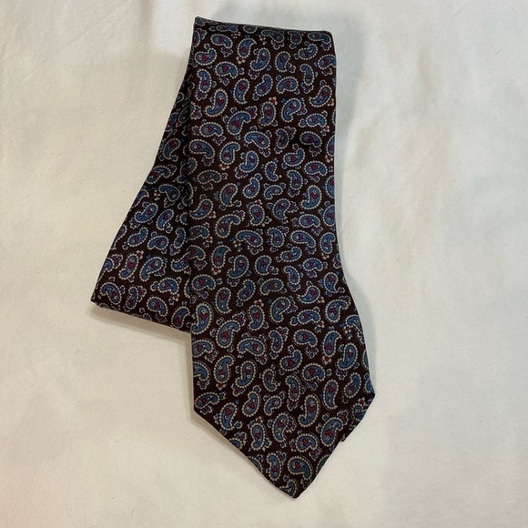 Lanvin Other - Lanvin New York-Paris 100% Silk Mens Brown Tie with Blue Paisley Print.